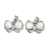 Brass Clear Cubic Zirconia Pave Natural Shell Bowknot Charms KK-P283-09P-1