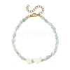 Moon Star Natural Shell and Nuggets Natural Glass Beaded Bracelets BJEW-JB14483-3