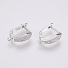 Brass Micro Pave Cubic Zirconia Hoop Earring Findings with Latch Back Closure ZIRC-K075-35P-1