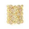 Brass Micro Pave Clear Cubic Zirconia Open Cuff Rings RJEW-A046-12G-2