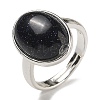 Synthetic Blue Goldstone Oval Adjustable Rings RJEW-K371-07S-21-2