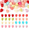 40Pcs 8 Colors Opaque Resin Flower Rose Beads RESI-TA0002-98-2