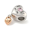 Mother's Day 304 Stainless Steel Rhinestone European Beads STAS-U005-04P-2