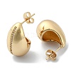 Teardrop Brass Micro Pave Cubic Zirconia Stud Earrings EJEW-D098-03G-2