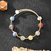 Round Mixed Gemstone Braided Bangle with Natural Pearl BJEW-JB08000-4