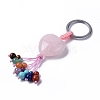Natural Rose Quartz Heart with Mixed Gemstone Tassel Keychains KEYC-P012-03P-04-1