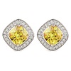 Cubic Zirconia Rhombus Stud Earrings EJEW-I304-15P-03-1