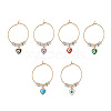 Evil Eye Heart Brass Enamel Pendants Wine Glass Charms Sets AJEW-JO00176-1