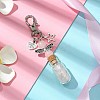 Glass Wishing Bottle with Natural Rose Quartz inside Pendant Decorations HJEW-JM01741-02-2