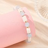 8MM Round Natural White Moonstone and Column Dyed White Jade Beaded Stretch Bracelets BJEW-JB14488-2