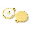 Ion Plating(IP) 304 Stainless Steel Pave Shell Flat Round Charms with Heart X-FIND-Z028-06G-2