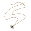 Alloy Crystal Rhinestone Cable Chain Blue Enamel Eye Pendant Necklaces for Women NJEW-JN04977-01-4