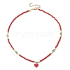 Alloy Enamel Heart Pendant Necklace with Glass Seed Beaded NJEW-JN04641-4