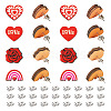 40Pcs 4 Style Valentine's Day Theme Natural Wood Stud Earrings EJEW-TA0001-27-1