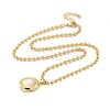 Real 18K Gold Plated Brass Pave Shell Ball Chain Locket Pendant Necklaces for Women NJEW-K381-02B-G-1