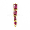 Brass Pave Cubic Zirconia Connector Charms KK-G458-01-2