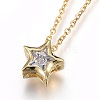 304 Stainless Steel Brass Cubic Zirconia Pendant Necklaces NJEW-O108-13-2