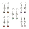 5 Pairs 5 Style Natural Mixed Genstone Teardrop Dangle Earrings EJEW-TA00299-1