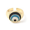 Evil Eye Rack Plating Brass Enamel Cuff Ring for Women RJEW-F143-05G-01-2