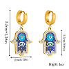 Hamsa Hand with Evil Eye Titanium Steel Enamel Pendant Necklaces & Charm Bracelets & Hoop Earrings Sets FS-WG4E92D-01-5