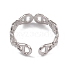 304 Stainless Steel Hollow Teardrop Clasp Shape Open Cuff Rings for Women RJEW-G285-33P-3