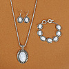 Oval Alloy with Synthetic Turquoise Pendant Necklaces & Dangle Earrings & Link Bracelets Sets WGD1135-01-1