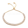 Brass Pave Clear Cubic Zirconia Teardrop Box Chain Slider Bracelets BJEW-B094-07G-1