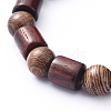 Natural Wood Beads Stretch Bracelets BJEW-JB05222-2