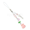 Resin Rabbit & Glass Beaded Mobile Straps HJEW-FZ00007-2