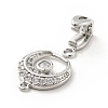 Flat Round Brass Clear Cubic Zirconia Fold Over Clasps KK-G425-01-4