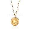 Stylish Stainless Steel Flat Round with Moon Pendant Necklaces for Women's Daily Wear XY3014-2-2