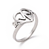 201 Stainless Steel Heart Beat Finger Ring RJEW-J051-18P-1