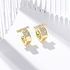 Rack Plating Brass Micro Pave Clear Cubic Zirconia Cuff Earrings EJEW-H147-09G-1