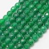 Faceted Natural Green Onyx Agate Beads Strands G-F447-6mm-C12-1