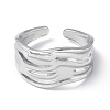 Non-Tarnish 304 Stainless Steel Open Cuff Ring for Women RJEW-C046-09P-2