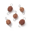 Round Natural Wood Connector Charms PALLOY-JF01994-02-4