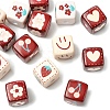 14Pcs 7 Styles Opaque Printed Acrylic Beads MACR-YW0004-13-3