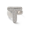 Letter Brass Micro Pave Clear Cubic Zirconia Open Cuff Ring for Women RJEW-N046-03T-P-2