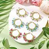 Glass Flower Hoop Earrings EJEW-TA00589-2