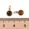 Ion Plating(IP) Natural Tiger Eye Half Round Charms with Jump Ring STAS-A097-05G-05-3