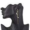 Leaf with Flower Brass Micro Pave Cubic Zirconia Tassel Stud Earrings EJEW-JE06456-2