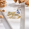 Adjustable Rack Plating Brass Clear Cubic Zirconia Finger Rings for Women RJEW-M028-09G-1