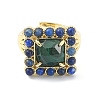 Natural Malachite & Lapis Lazuli Adjustable Ring RJEW-B030-01A-07-3