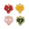 Glass Seed Beaded Heart Pendants PALLOY-MZ00466-1