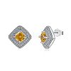 Rhombus 925 Sterling Silver Micro Pave Cubic Zirconia Stud Earrings for Woman EJEW-F350-04P-1