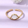 304 Stainless Steel & Natural Shell Cuff Rings for Women RJEW-G372-01G-08-1
