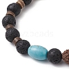 2Pcs Natural Lava Rock & Rudraksha & Coconut & Howlite Beads Stretch Couples Bracelets BJEW-JB11329-4