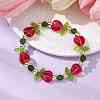 Heart Flower Dyed Natural TaiWan Jade & Acrylic Stretch Bracelet BJEW-JB09908-01-3