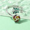 Butterfly & Windmill Enamel Rotatable Cuff Rings for Women RJEW-R005-10P-2