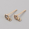 Brass Micro Pave Cubic Zirconia Flat Round Stud Earring Finding KK-WH0062-41B-G-2